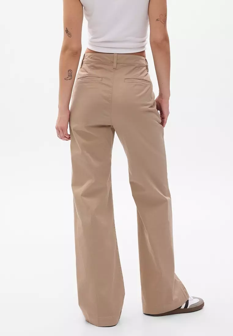 Khaki hot sale flare pants