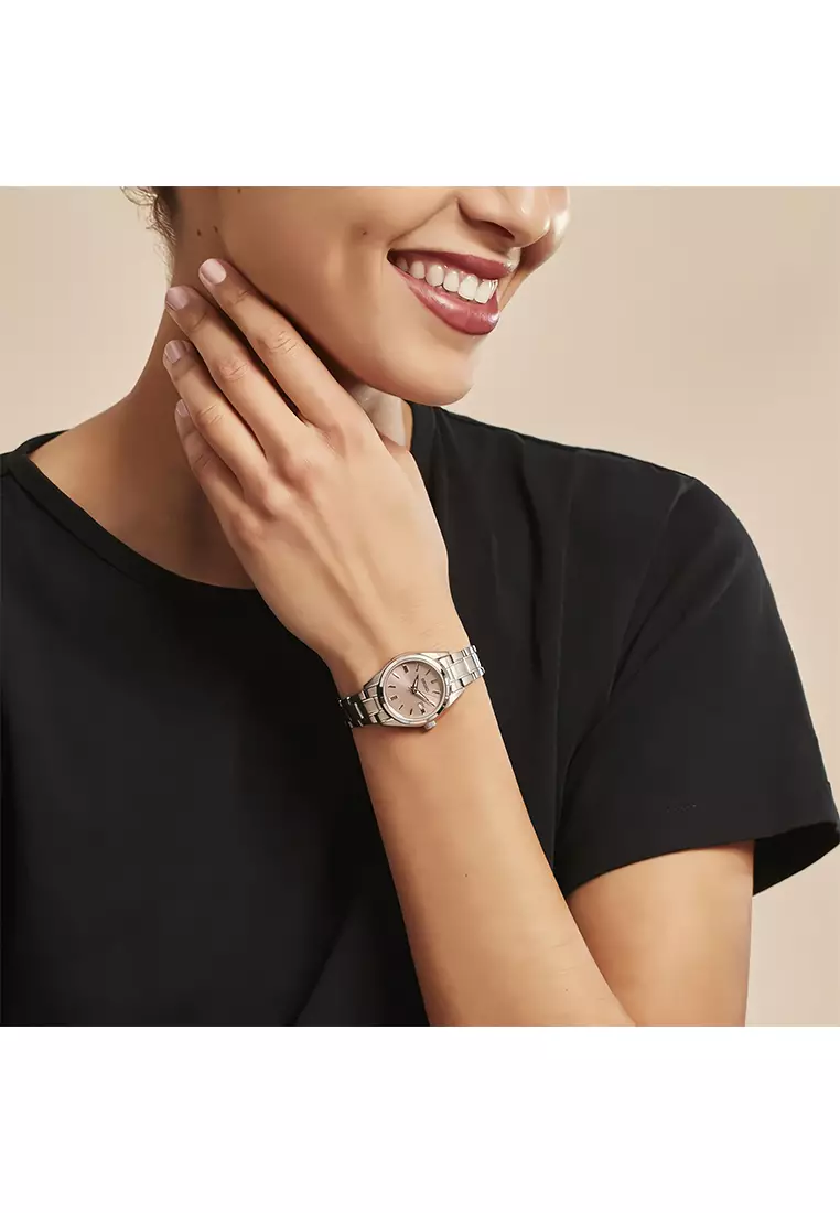 Seiko Quartz Classic Ladies Pink Dial Silver Stainless Steel Bracelet Women’s Watch - SUR529P1