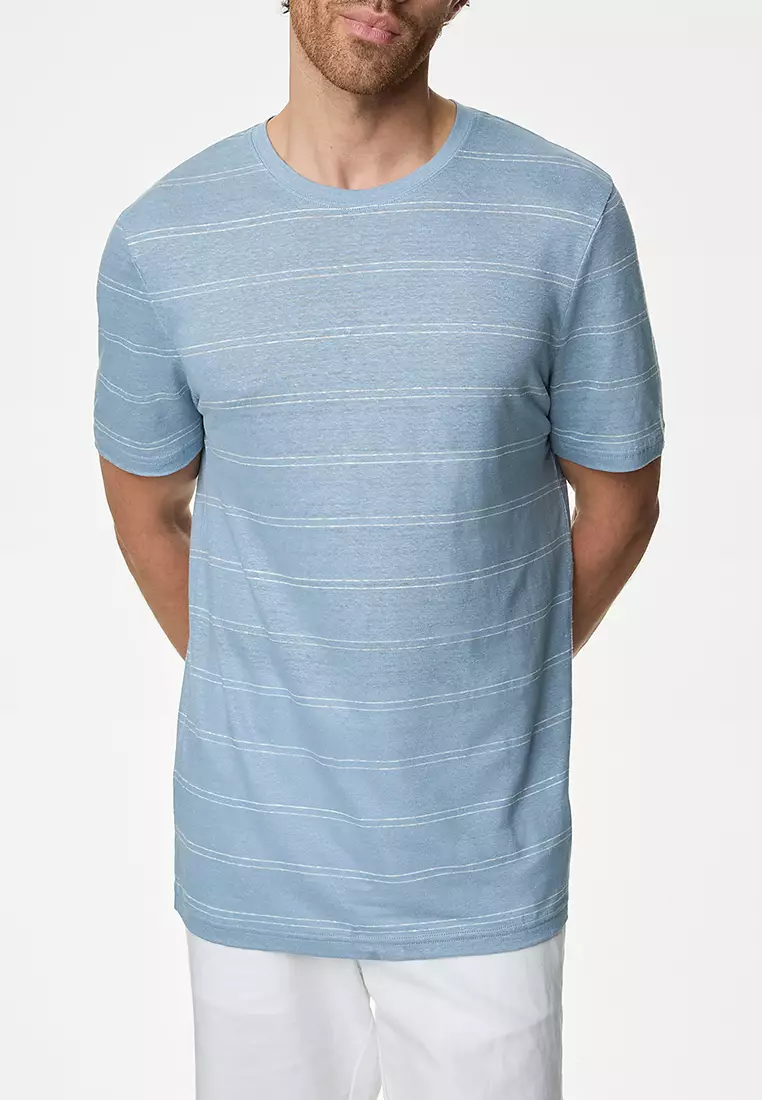 Pure Linen Striped T-Shirt