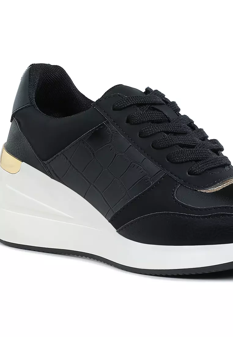 Sepatu Kets Chunky Bertumit Wedges Warna Hitam