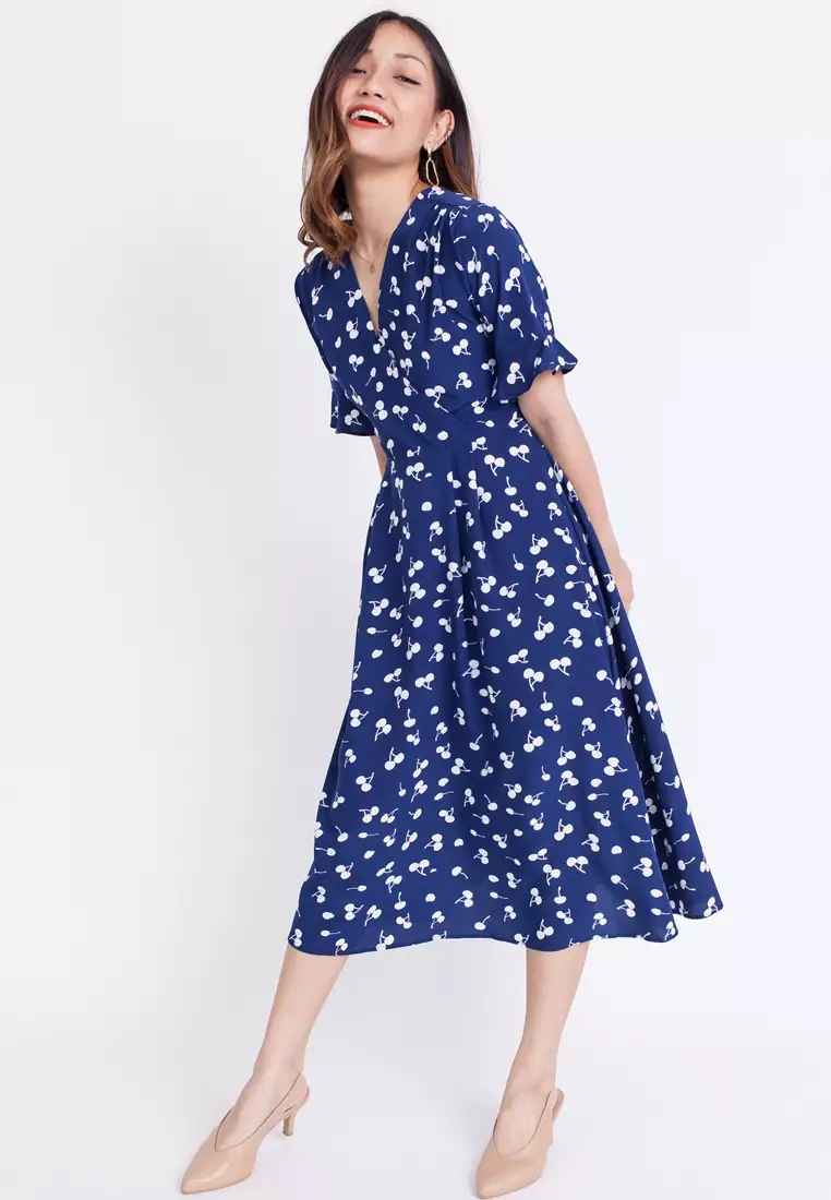 Buy Hook Clothing Cherry Print Wrap Dress Online | ZALORA Malaysia