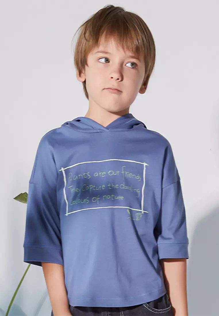 男大童短袖T恤帅气连帽T恤衫