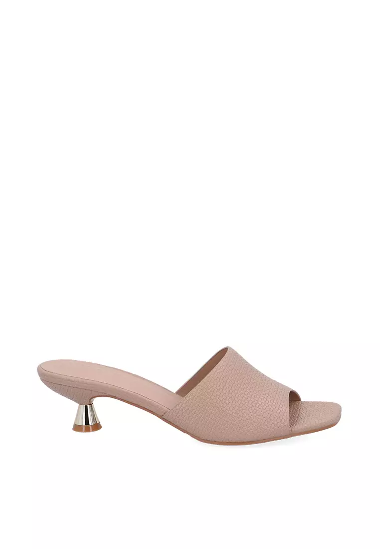 Medium Beige Eona Spool-Heeled Sandals
