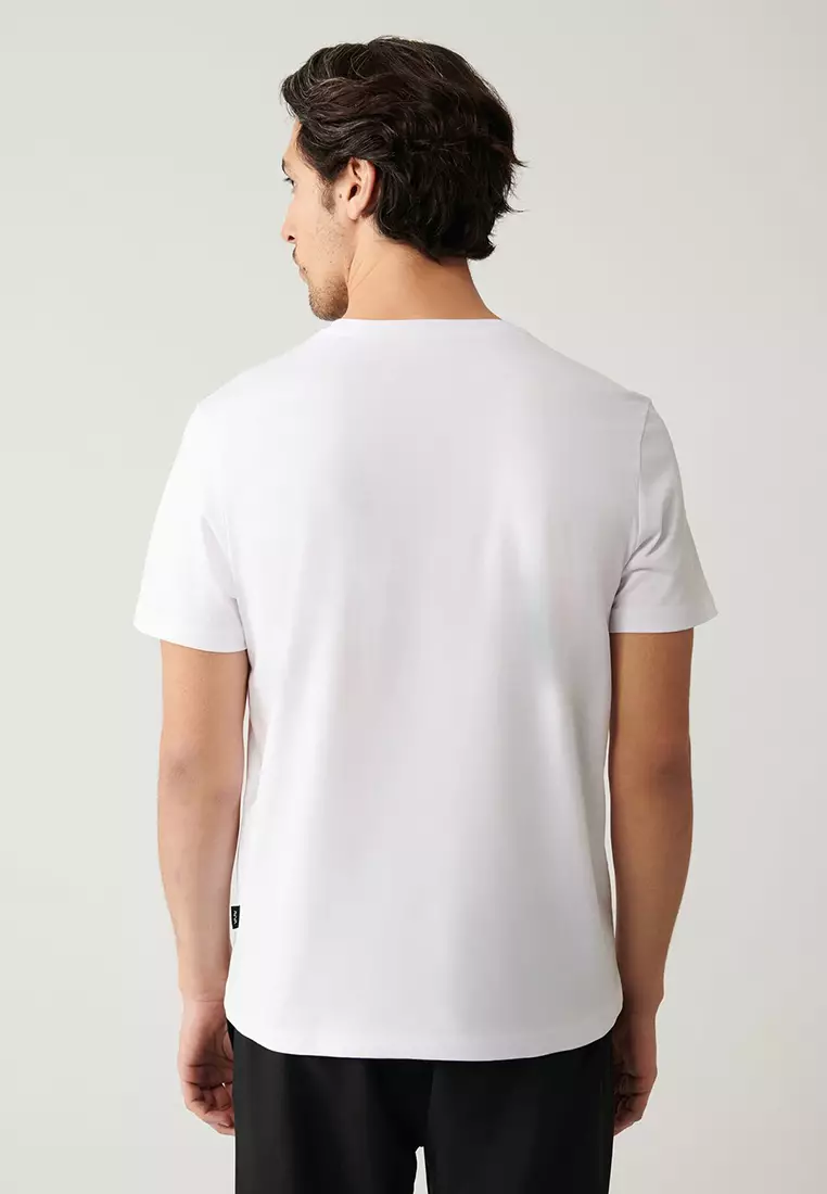 Men's White 100% Cotton Breathable Crew Neck T-Shirt E001000