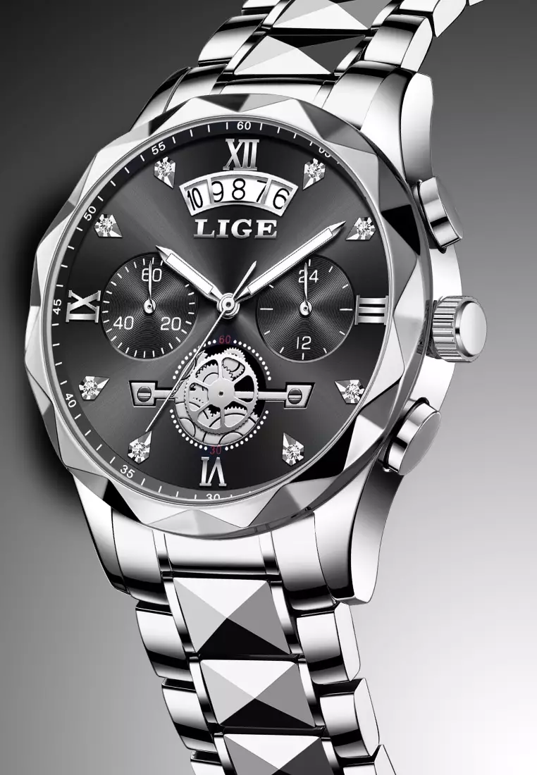 计时码表男女通用 和不锈钢石英表，日期，不锈钢表带