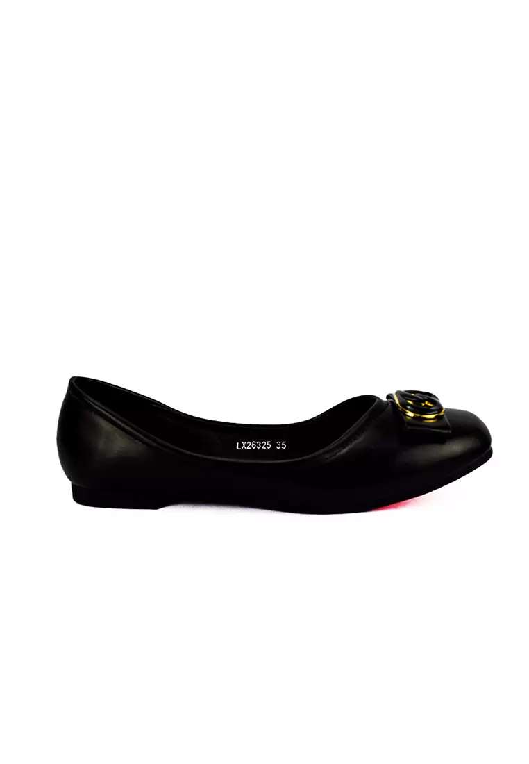Women's Ballet Flats Shoes LX 26325 Black C49