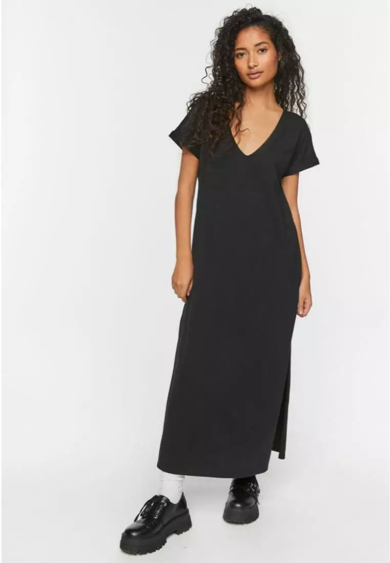 V Neck Short Sleeve Maxi Dress