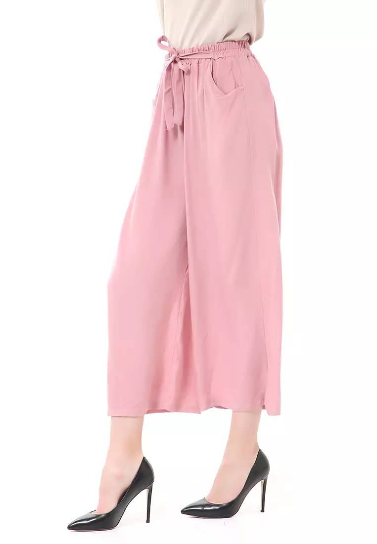 Stella Celana Panjang Casual Wanita Kulot Loose Pants Homewear Material Rayon ORIGINAL - Dusty Pink