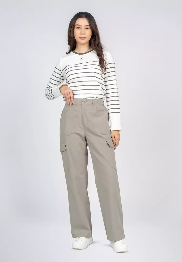 C2 Tielda Grey Cargo Pants Wanita