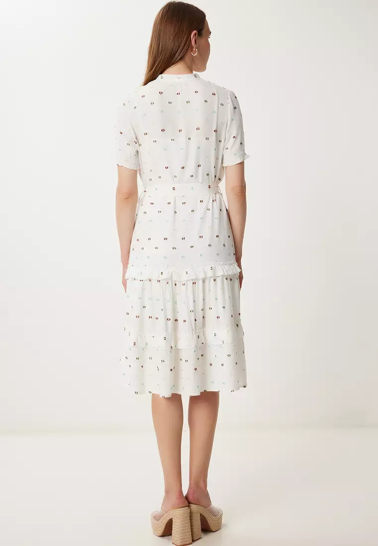 Surbhi Short Sleeve Dress | Ecru/Green main image 0