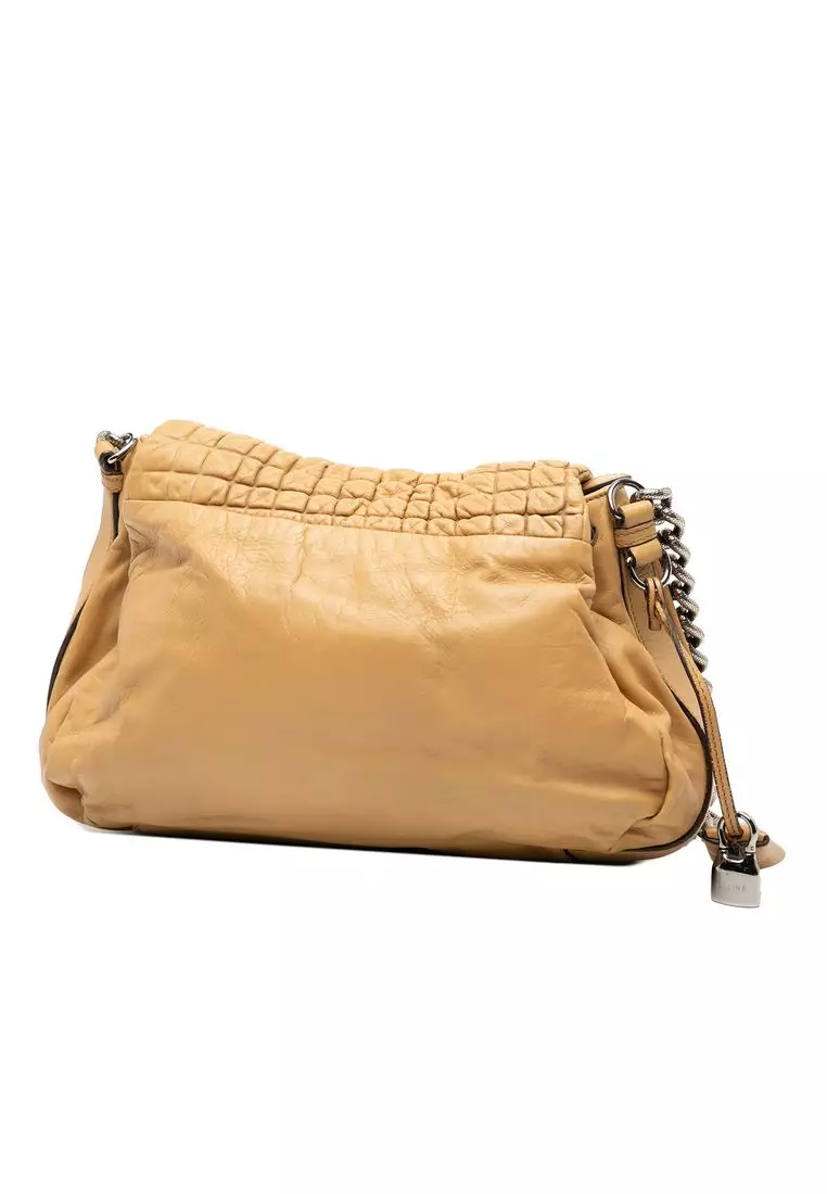 Pre-Loved Celine Lambskin Watch Me Gauffre Flap Shoulder Bag