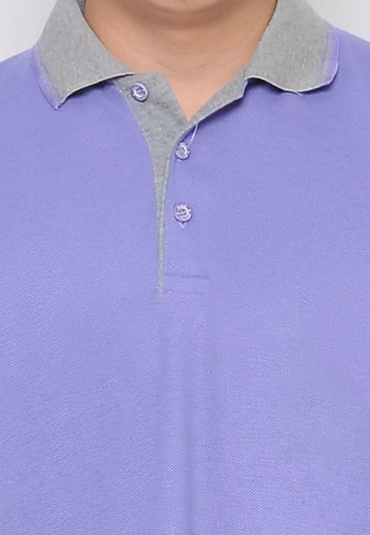 Andre Michel Kaos Polo Shirt Lengan Pendek Kerah Abu Ungu Muda 933-53