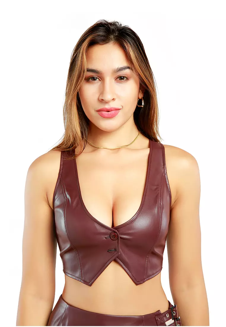 Chocolate Front Button Tank Top
