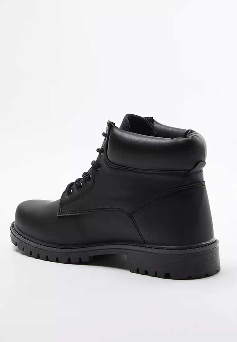 Men's Boots - Black, Plain, Lace-Up Takaw25Bo00042