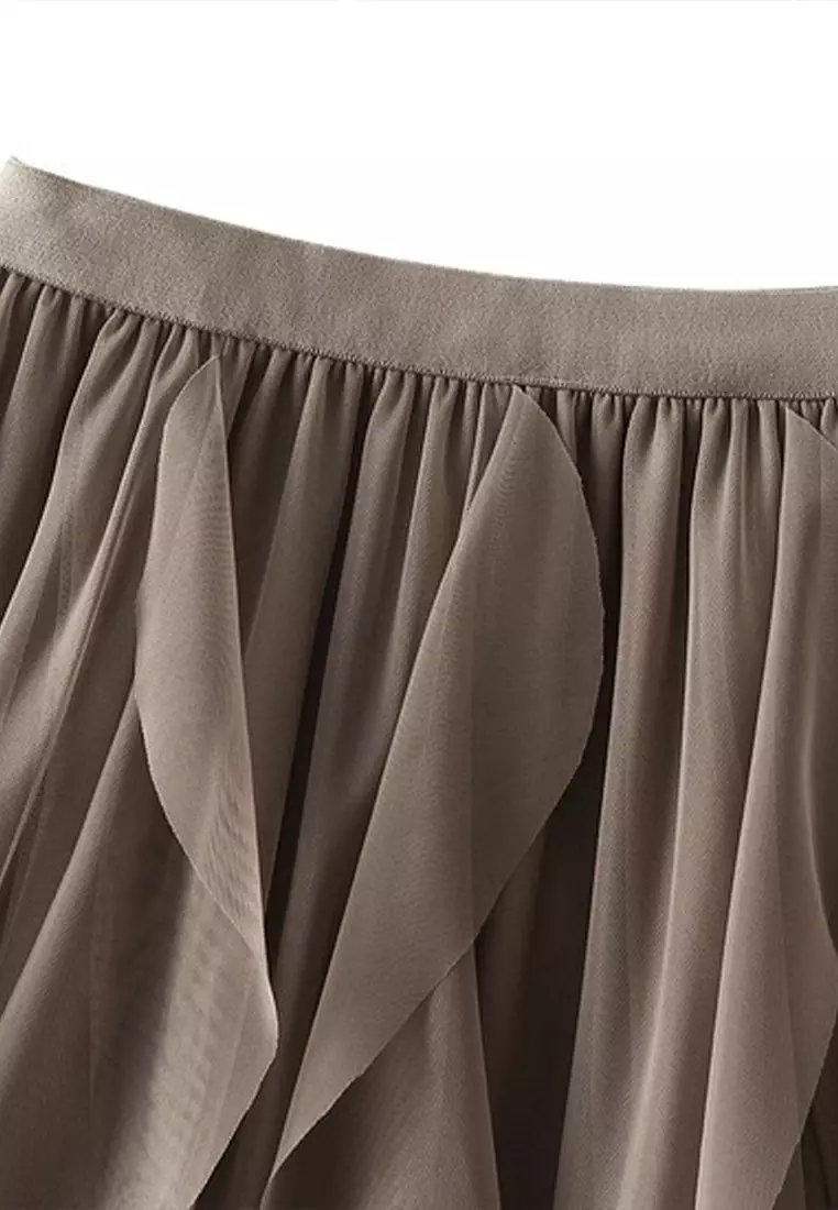 Ruffles Gauze Maxi Skirt AF-D8808