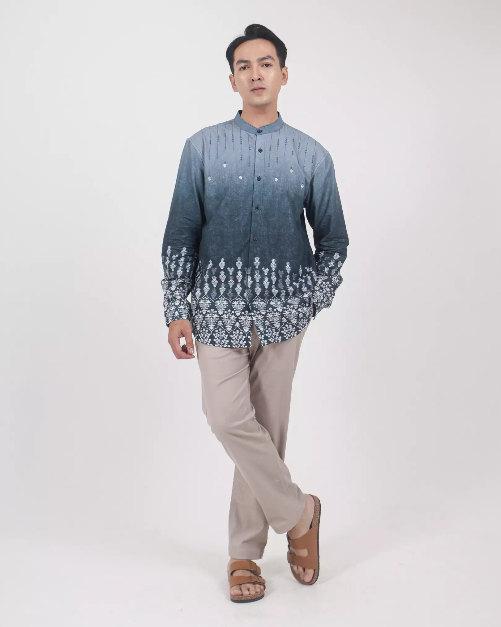 AMK Kemeja Koko Pria Lengan Panjang KK Ghazi L/s Blue