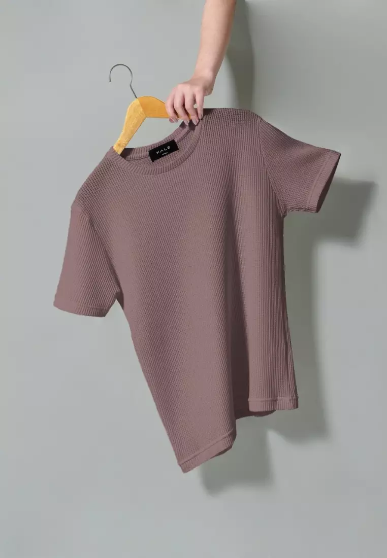 Kale Waffle Purple / Kaos Polos Tekstur Lengan Pendek Pria / Unisex