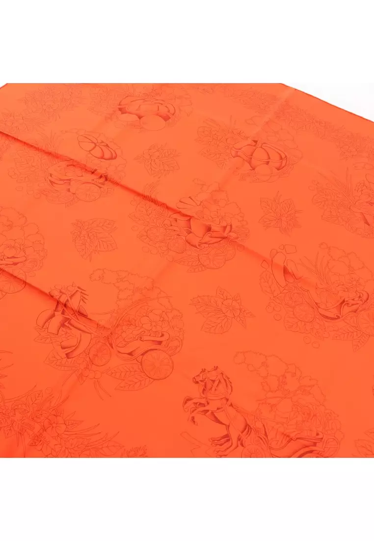 Pre-Loved Hermès carres 90 De la Citrouille a la Caleche scarf silk Orange red