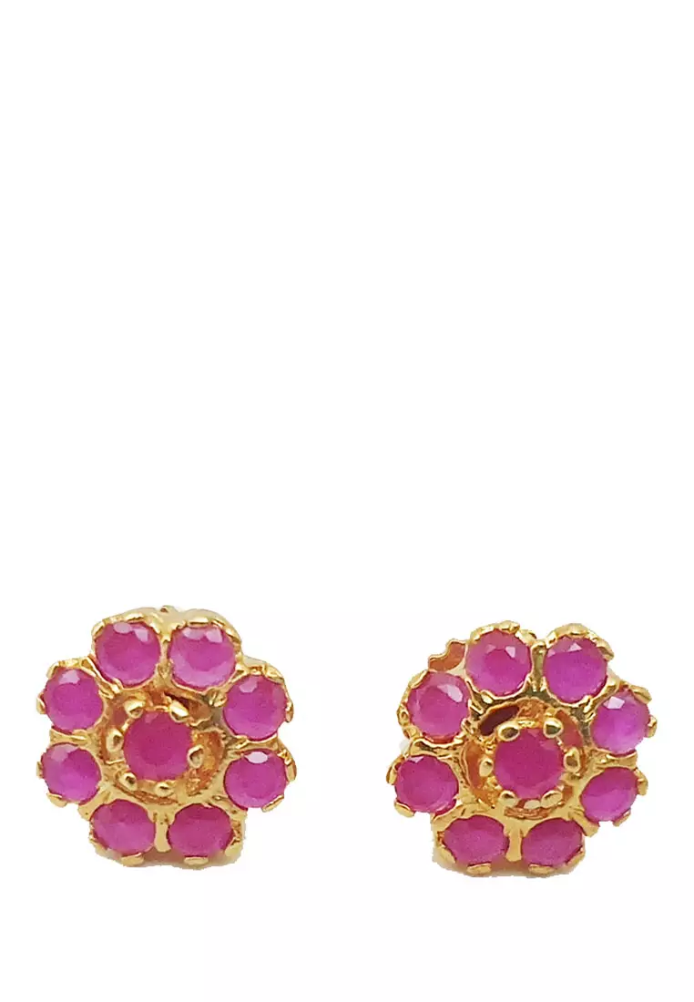 Ruby  Studs  Earring Gold