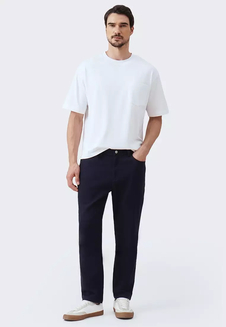 Men's Slim Pleated Trousers with Cuff