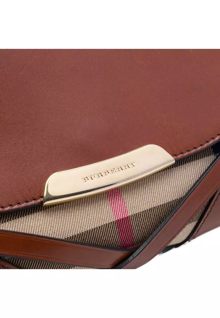 Pre-Loved Burberry Leather And House Check Canvas Bridle Abbott Crossbody