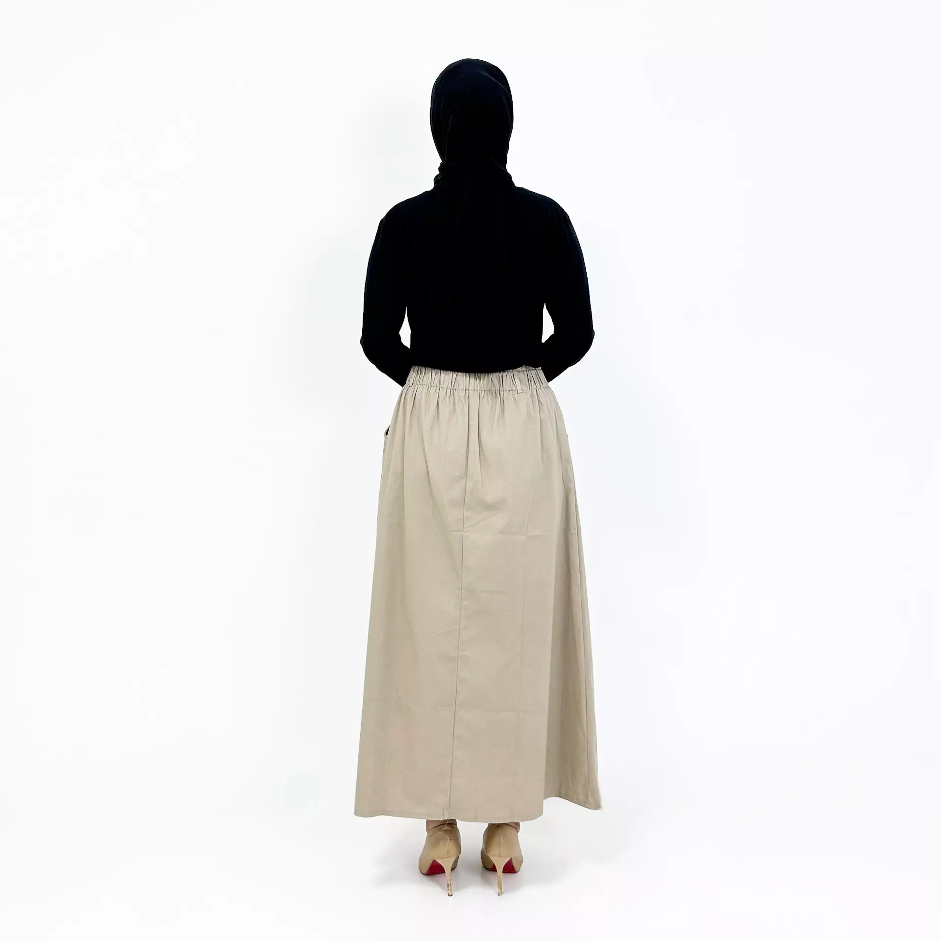 Tita Basic Skirt | Rok Panjang Twill Basic | Coklat Abu