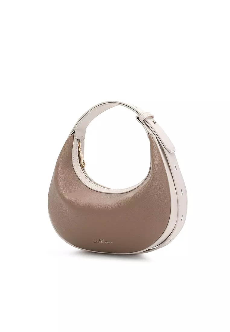 Women's Shoulder Bag / Sling Bag / Crossbody Bag - Taupe / White