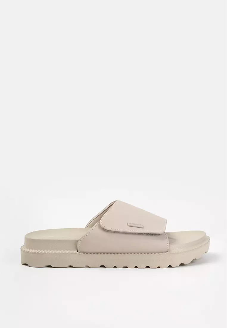 Women's Platform Slides with Metal Branding