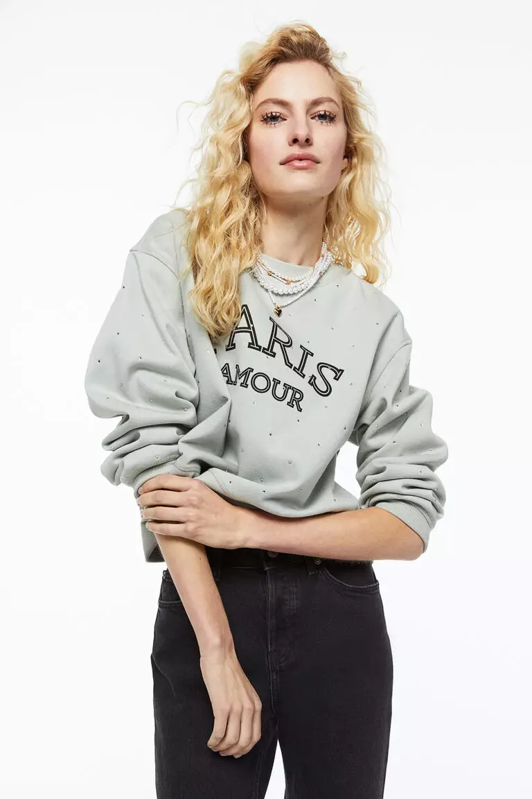 Rhinestone-embellished Sweatshirt