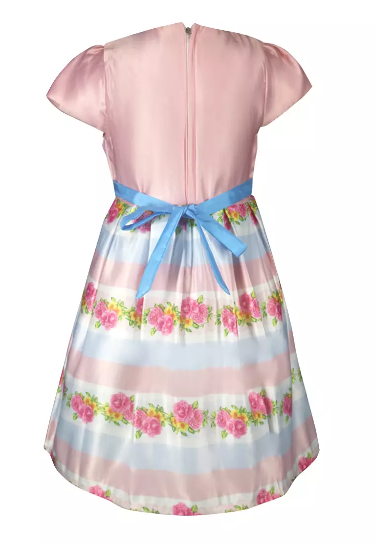 Two Mix Baju Anak Perempuan Fashion - Dress Anak Wanita Bahan Kain Satin Usia 1-12 Tahun 4276