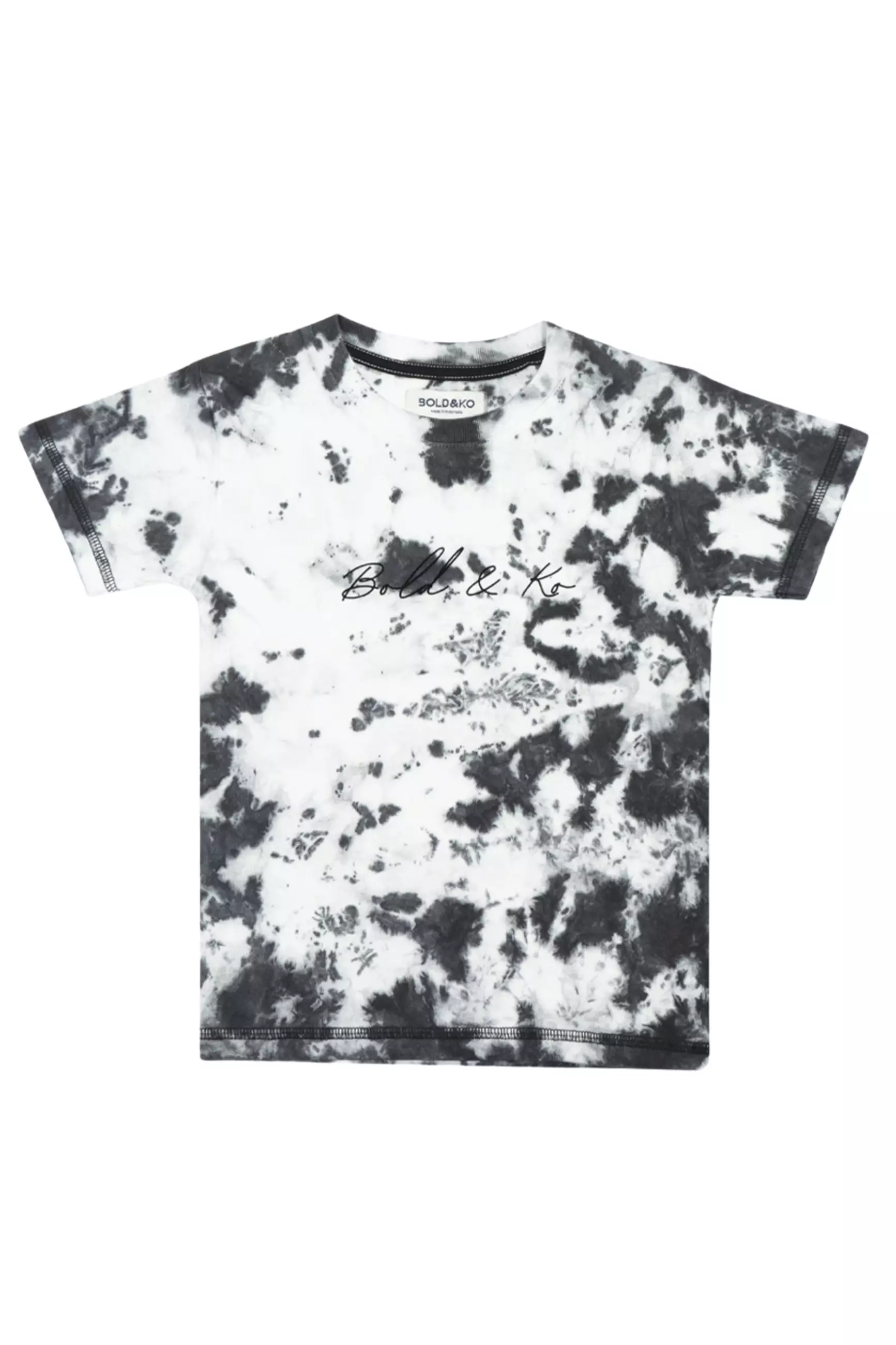 BOLD & KO Tie Dye Kids T-Shirt Black | Kaos Anak | Baju Anak | Atasan Anak | Baju Anak laki-laki | Baju Anak perempuan  | Baju Hitam