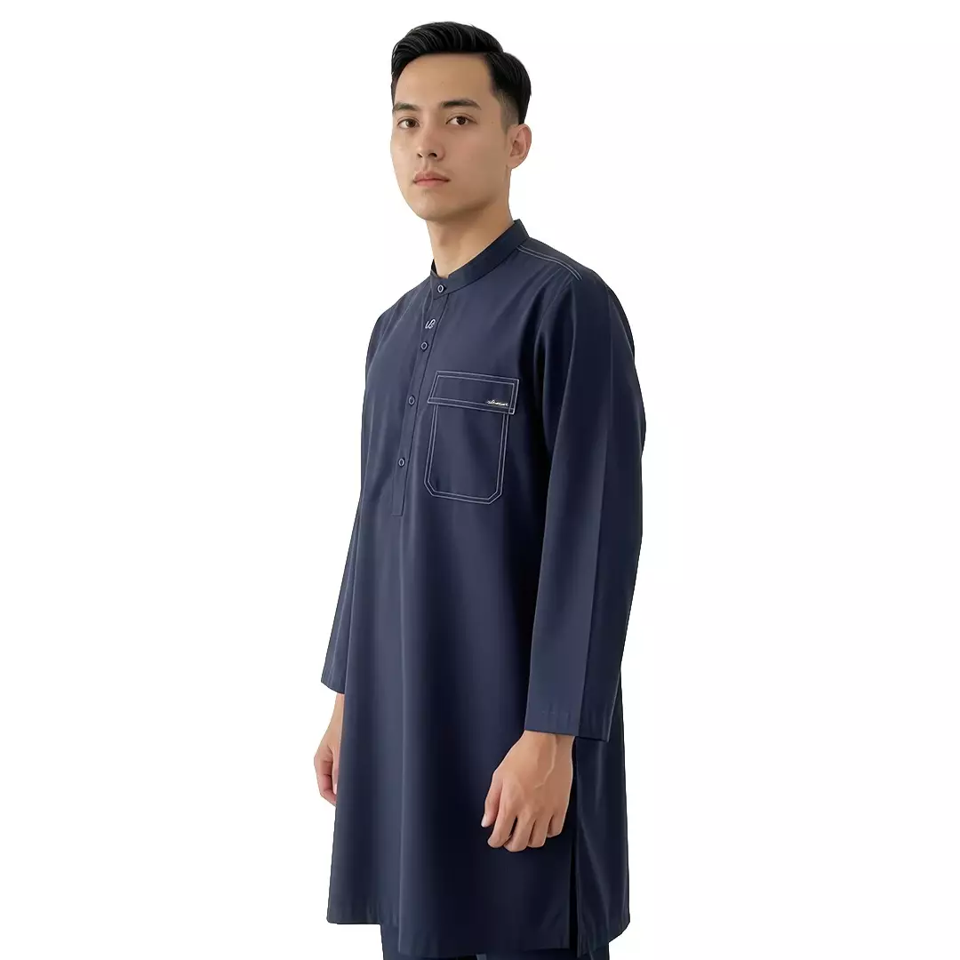 Rabbani - Jubah Koko Muslim Pria Lengan Panjang Dewasa Pandya Exclusive - Navy