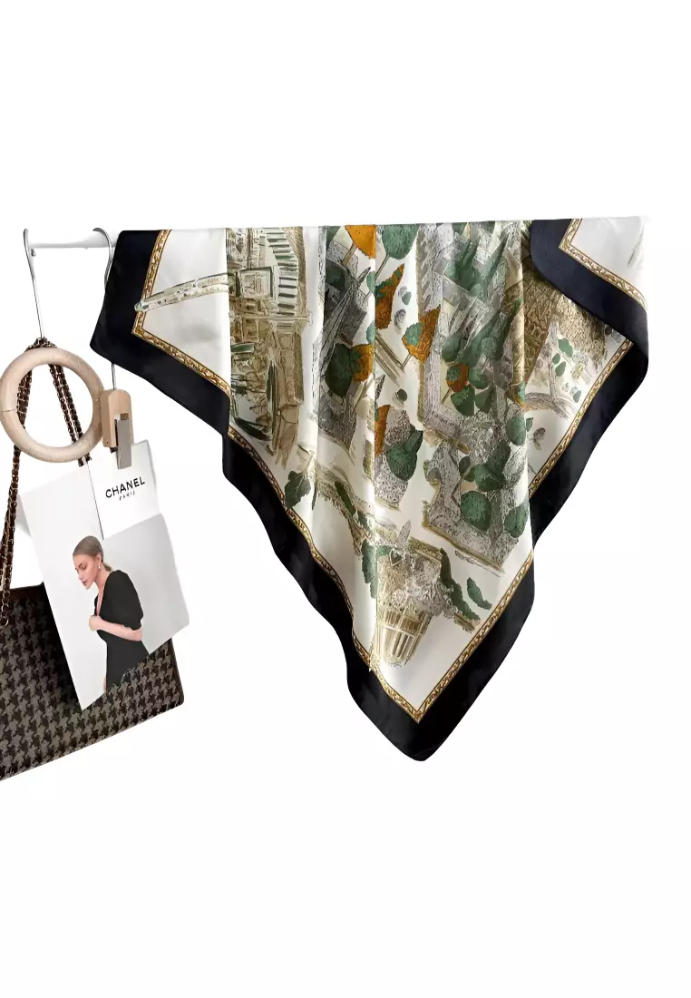 Luxury Silk Ladies' Large Scarf, Sun-Proof Crepe Satin, Premium Souvenir.