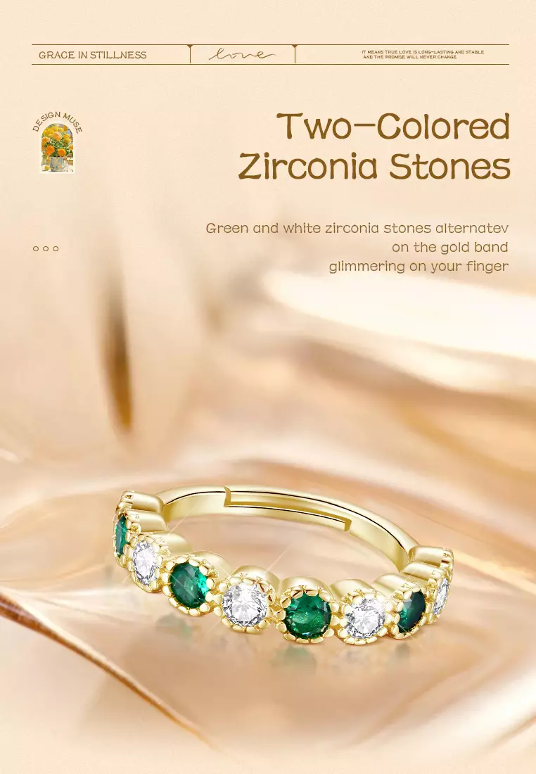 Cincin Wantia Titanium Zircon 5A Korea Vintage Free Size Perhiasan Wanita Cincin Cewek Original