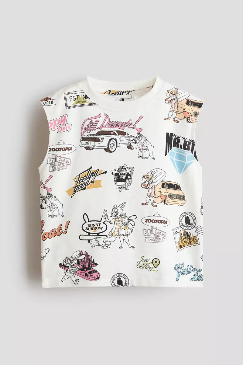 Printed cotton vest top