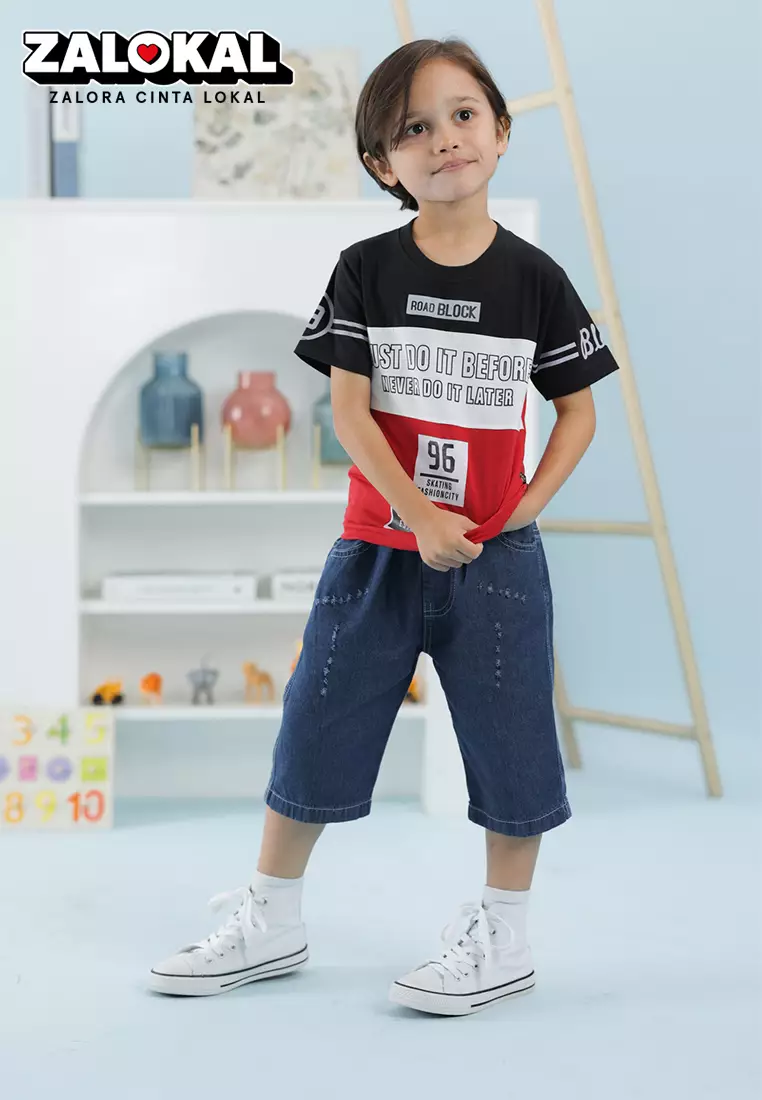 Wakakids Baju Atasan Kaos Anak Laki Laki Usia 1 Tahun Hingga 4 Tahun T-shirt Motif Just Do It 3936 Merah