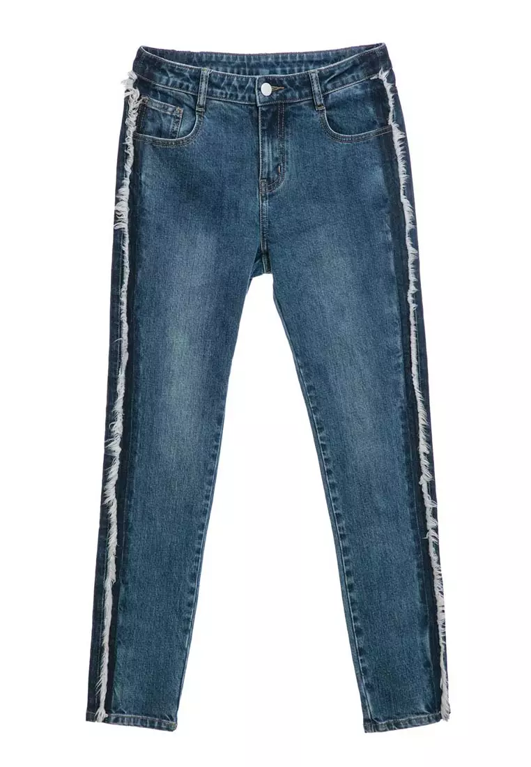 Slim Fit Jeans With Side Fringe Detail