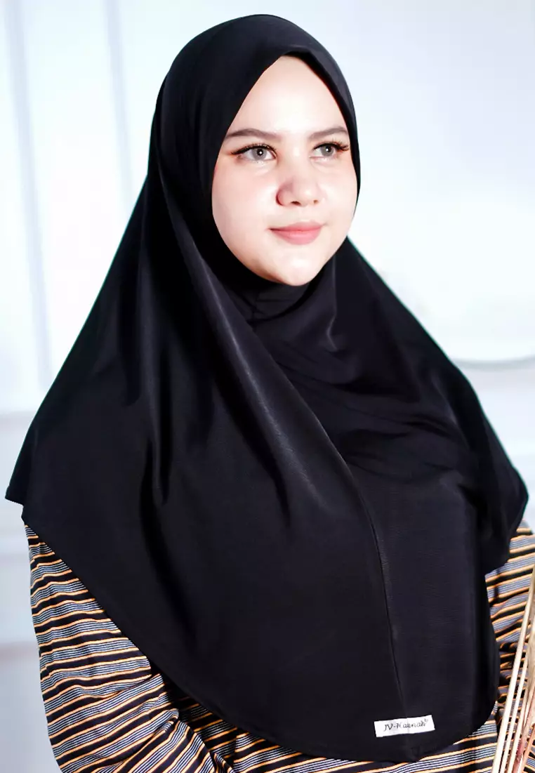 JV Hasanah Bergo Hasanah Soft Pet Jersey Black | Bergo Pet Luar Panjang Jersey