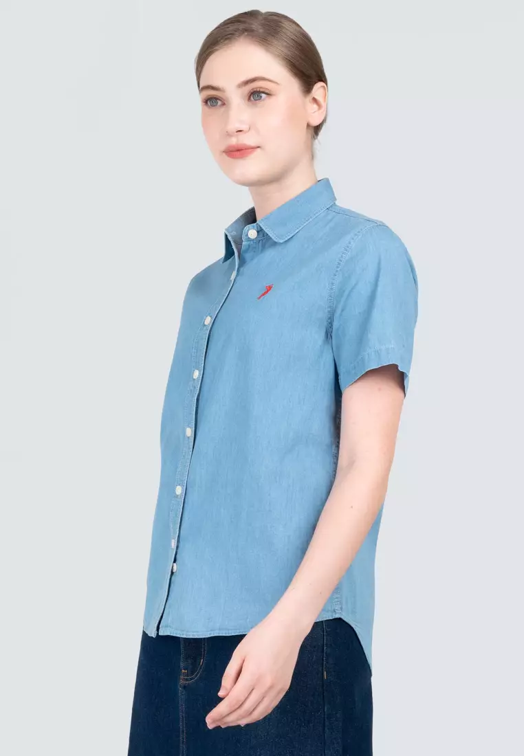 Polo Haus - Women’s Signature Fit Denim Short Sleeve Shirt WWSSV004