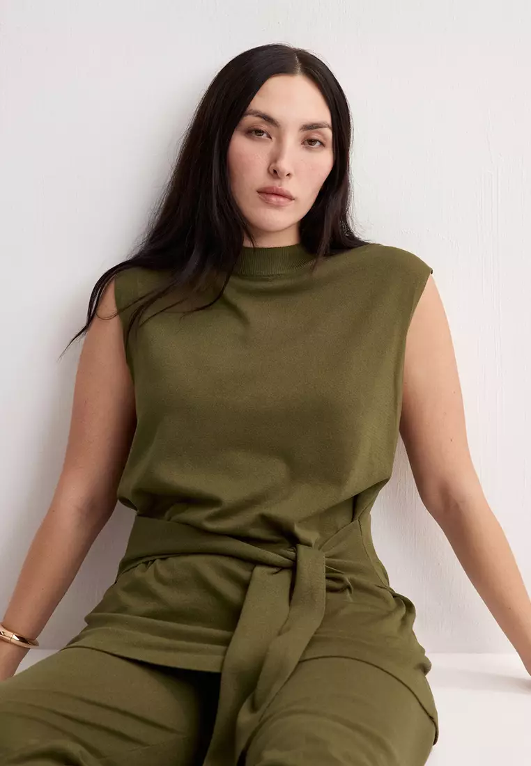 Belted Knitted Waistcoat