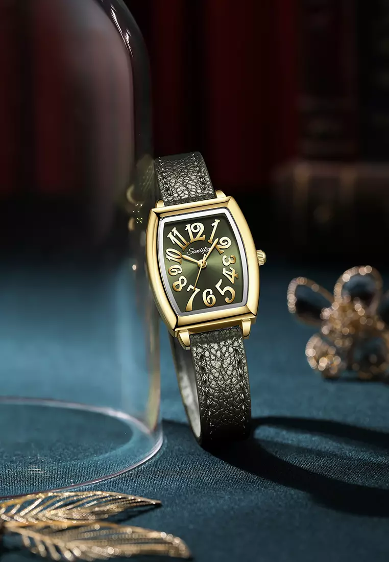 Jam Tangan Wanita Simple Original Korea Tali Kulit Anti Air Jam Tangan Cewek Green