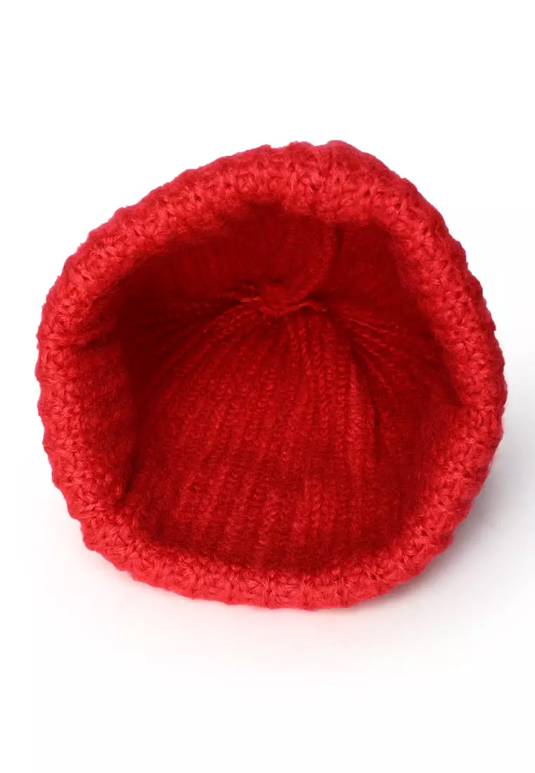 Red Waffle Cuff Beanie