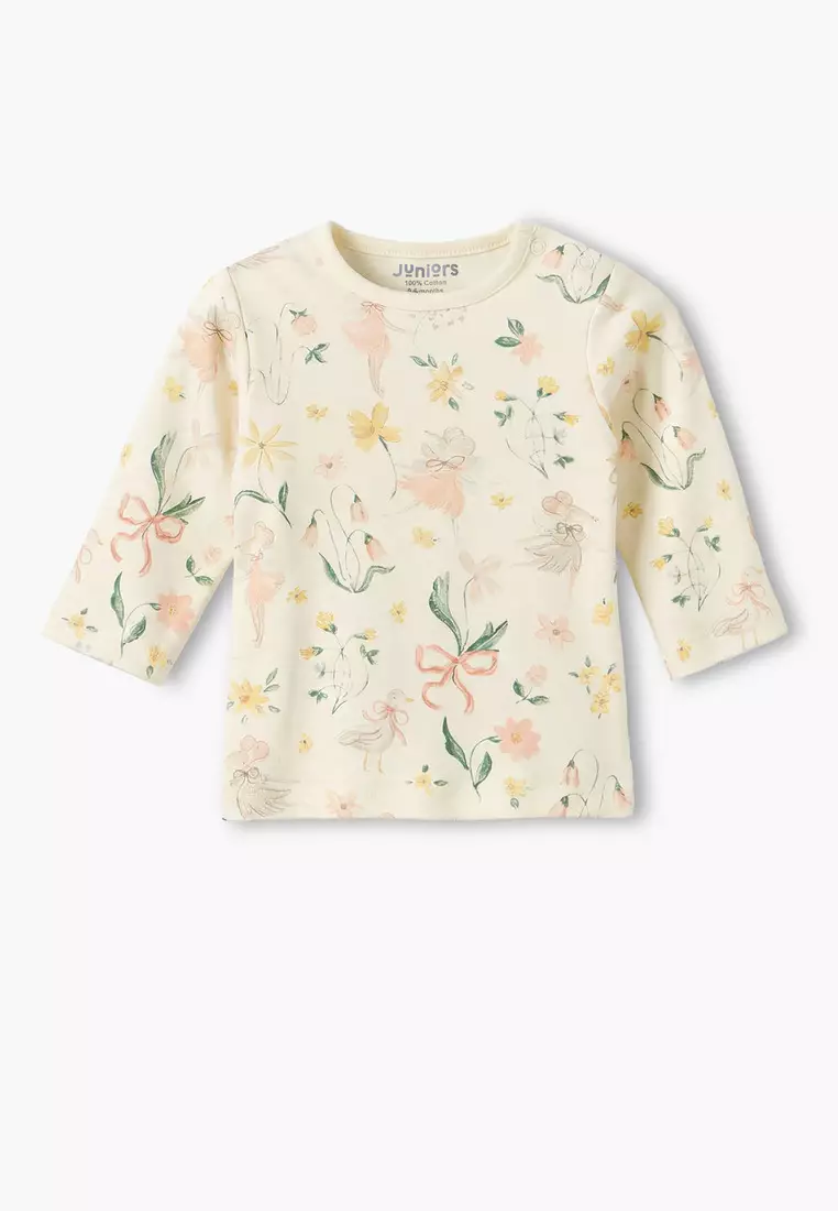 Babyshop Juniors Cotton Round Neck Long Sleeves Pyjama Set With Botanical Print