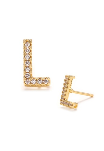 Atrireal gold ÁTRIREAL - Initial "L" Zirconia Stud Earrings in Gold D0CB8AC9AB9BA7GS_1