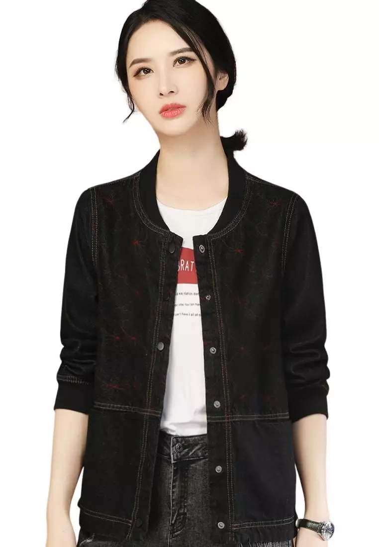 Girls denim top bomber jacket