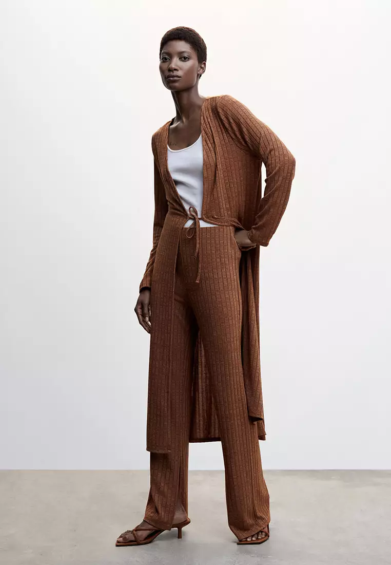 Mango ribbed pants sale