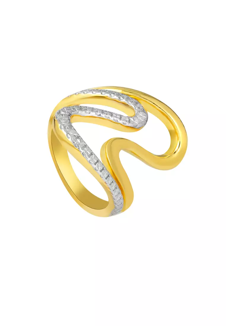 TOMEI Diamond Cut Collection Z-Wave Ring, Yellow Gold 916