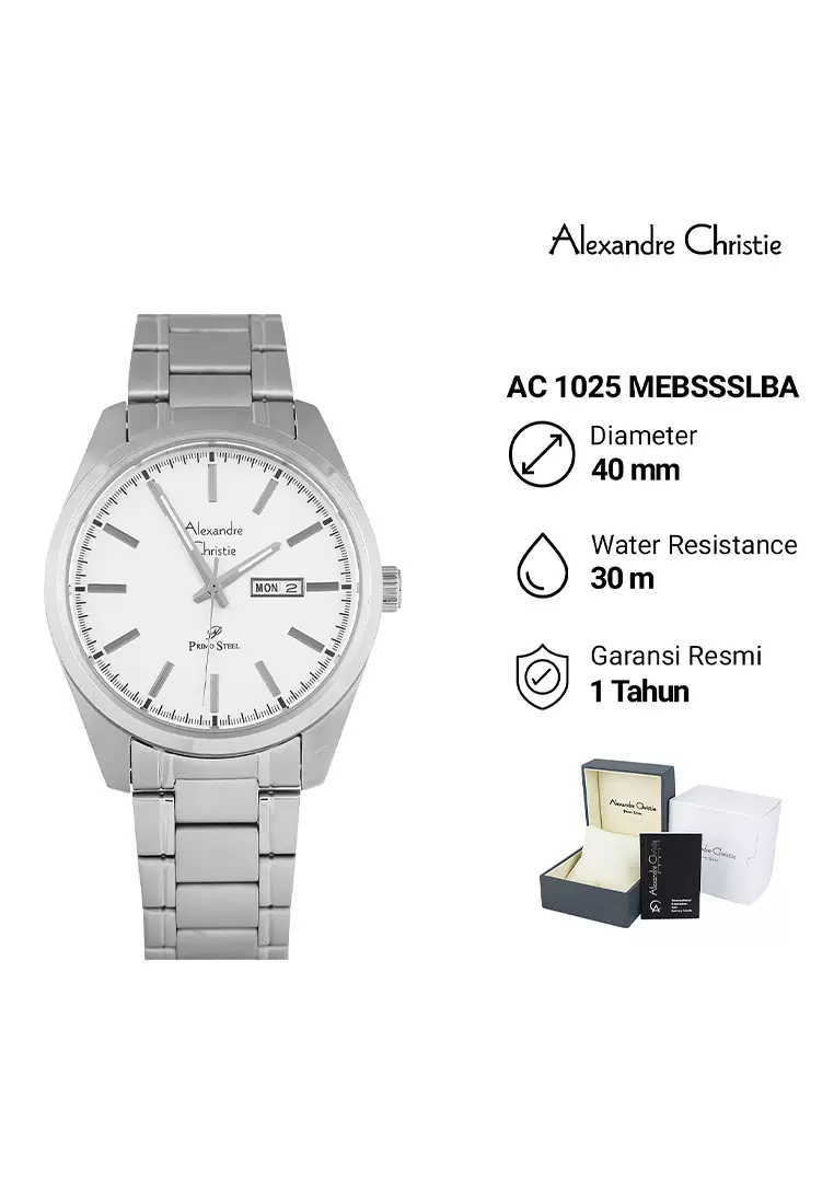 Alexandre Christie Couple Jam Tangan Analog Pria Wanita Silver Stainless Steel - 1025MELDBSSSLBA