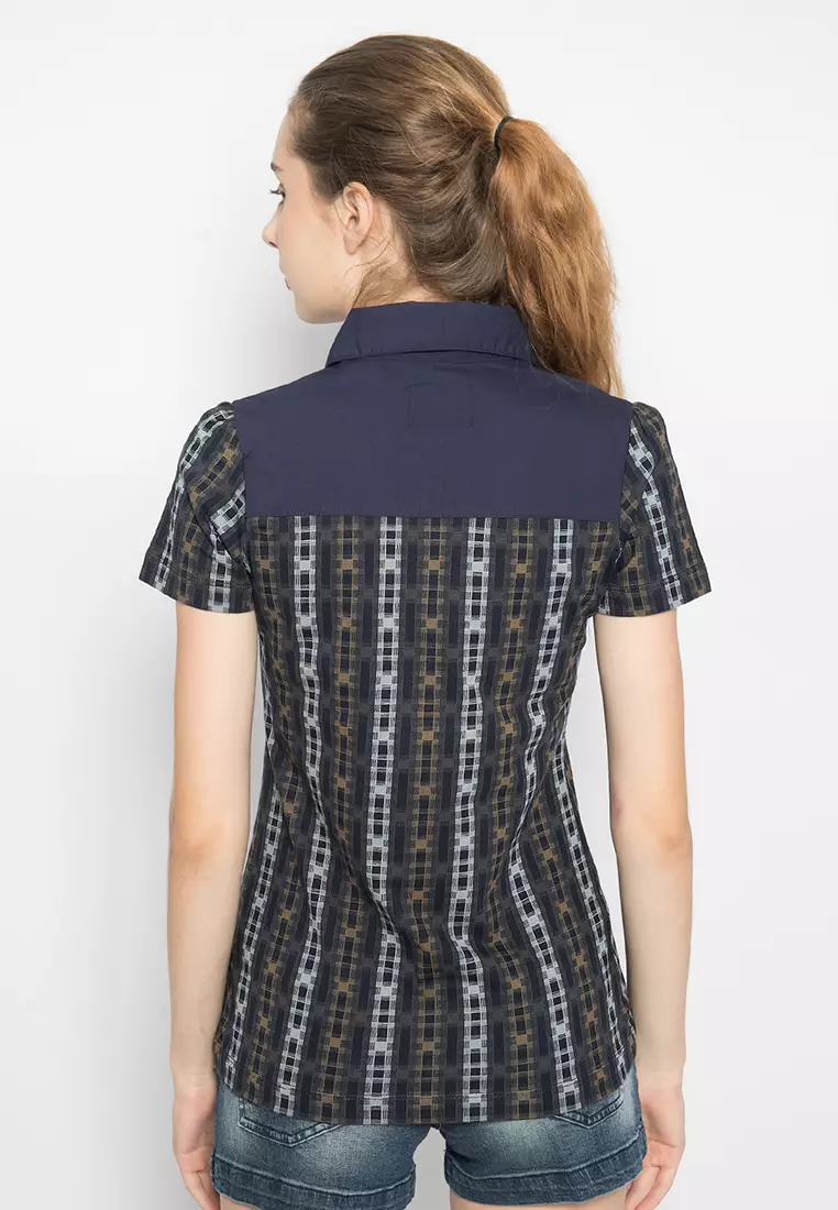 LGS - Kaos Wanita Motif Garis Warna Hitam LLTS.520.LA154.002.7C