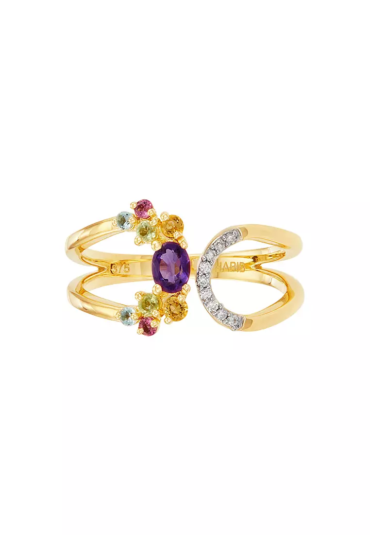 HABIB Multi-Coloured and Diamond Ring in 375/9K Yellow Gold 269540524